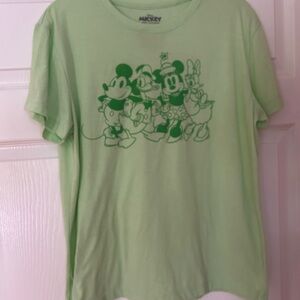 Light Green Mickey Mouse And Donald Duck T Shirt Size Large